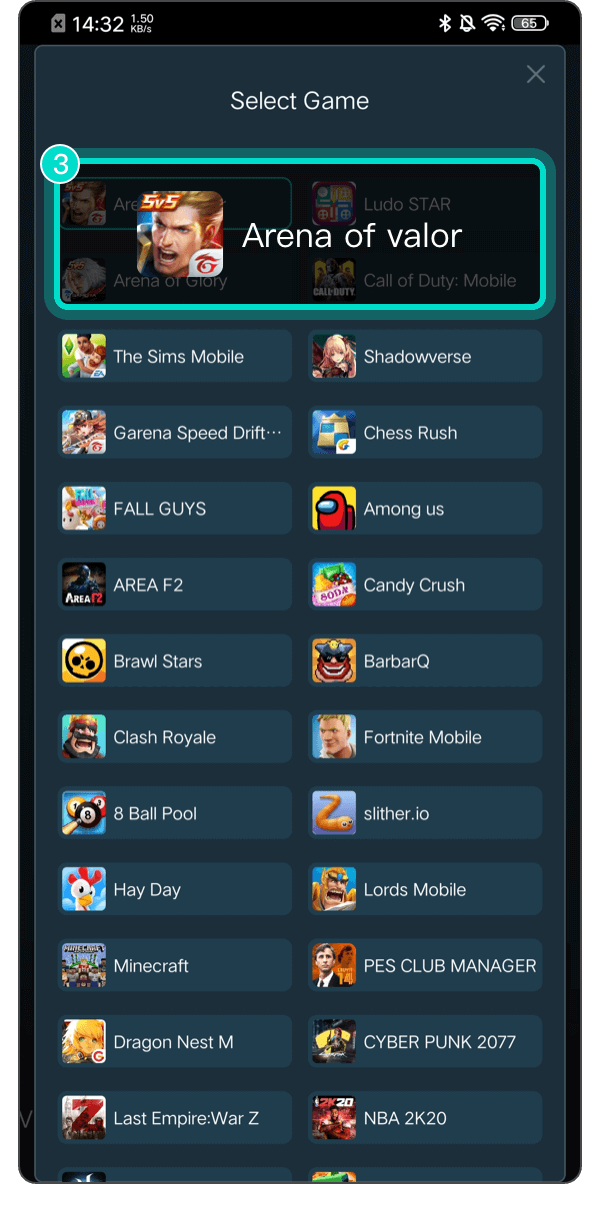 3. Select the game that will be broadcast live