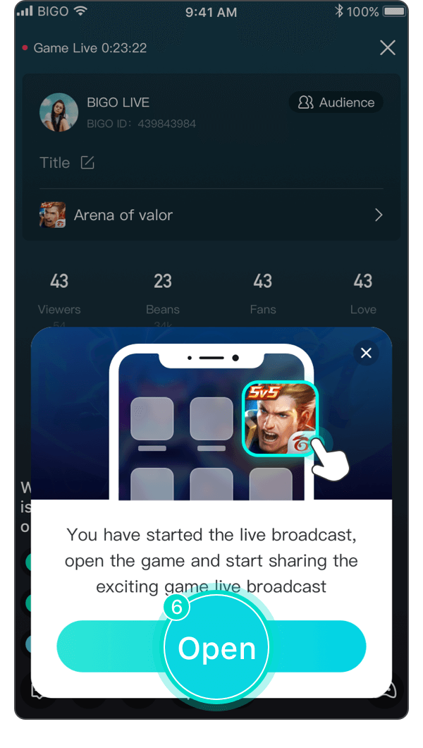 6. Click to start the game live broadcast!